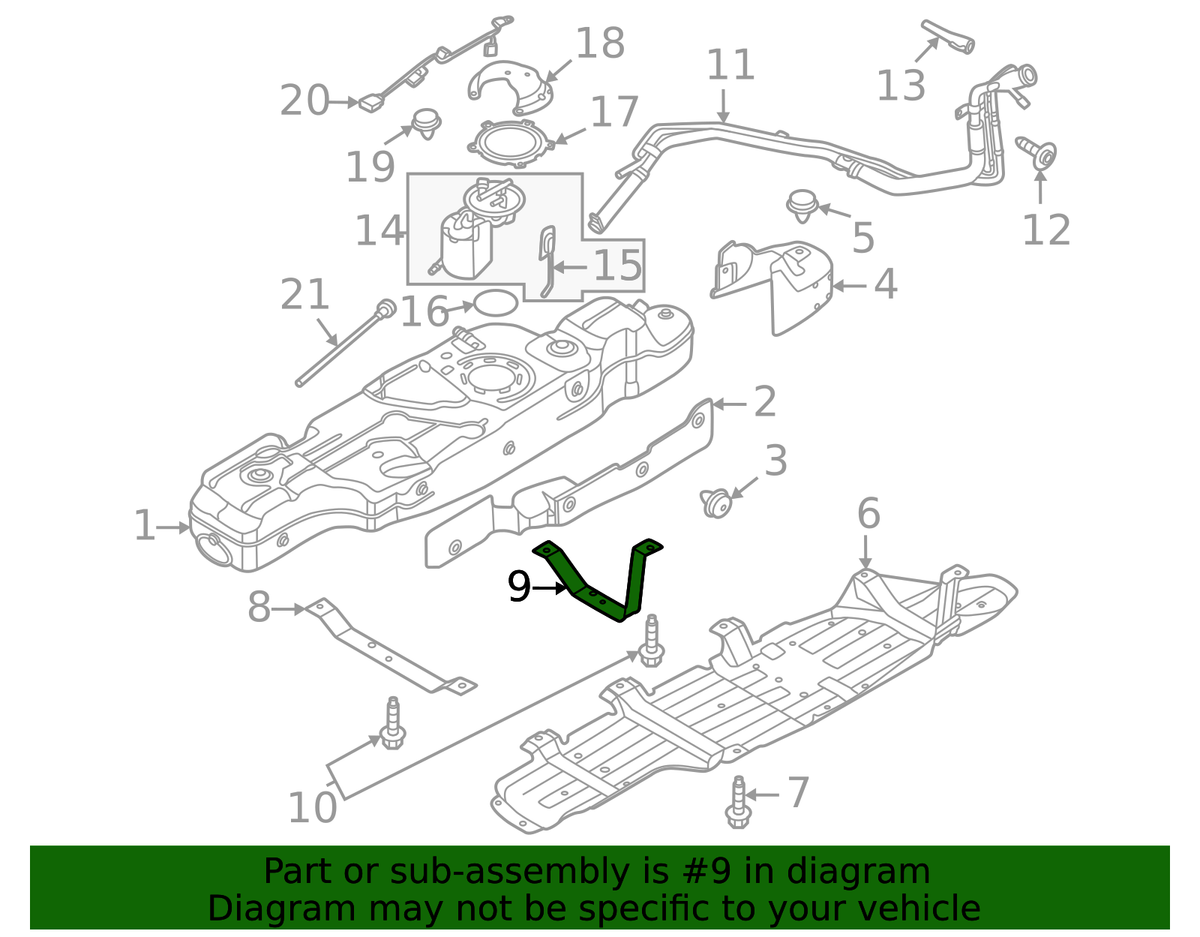 Ford Bronco fuel tank mounting diagram - MB3Z-9054-A